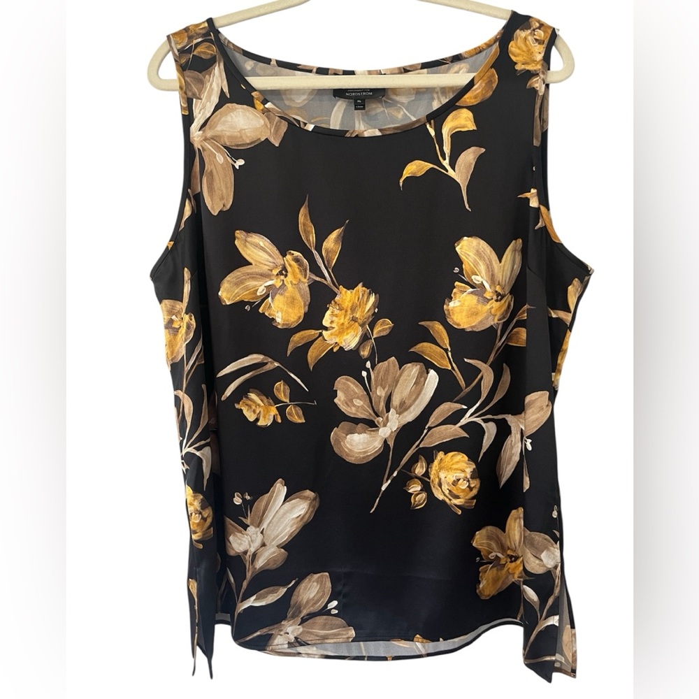 St. John Black and Gold Floral Tank Top